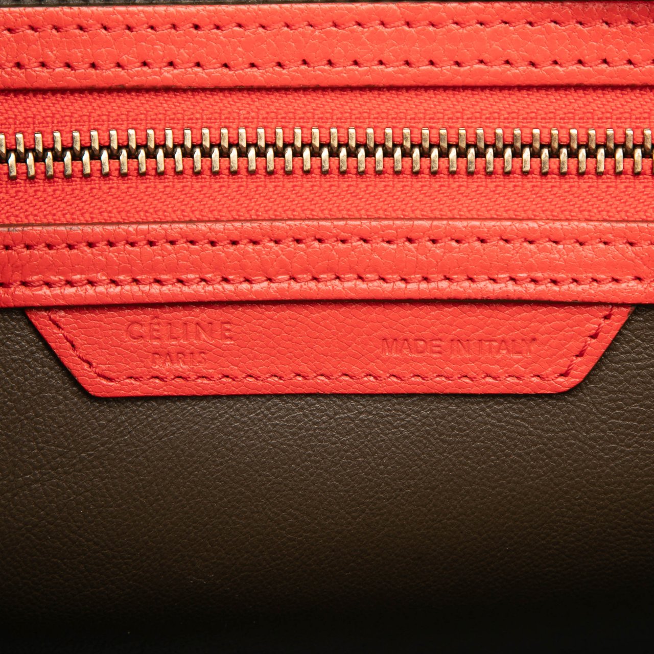 Celine Micro Bicolor Calfskin Luggage Tote Rood