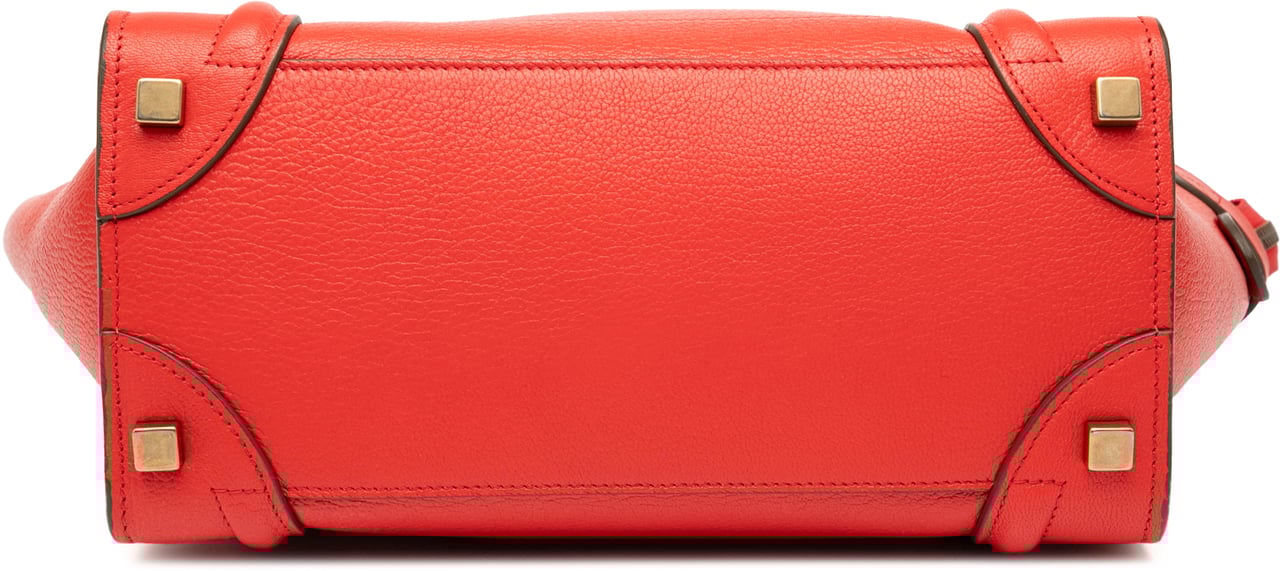 Celine Micro Bicolor Calfskin Luggage Tote Rood