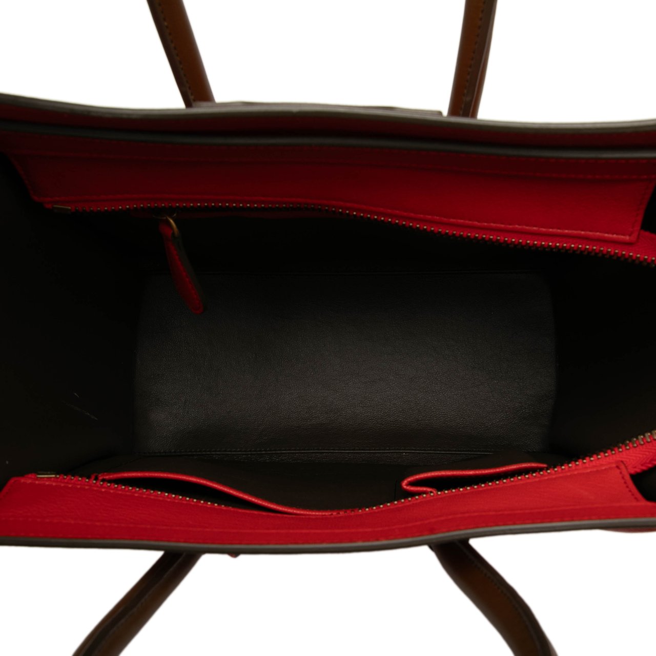 Celine Micro Bicolor Calfskin Luggage Tote Rood