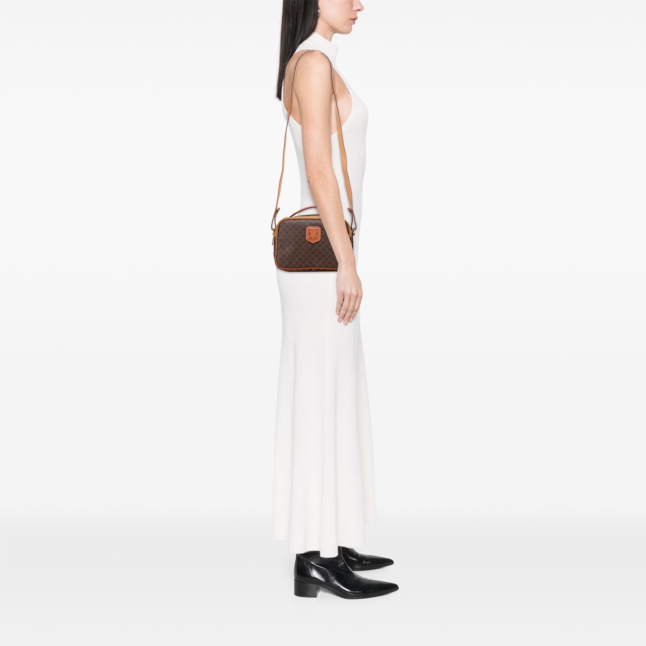 Celine Macadam Coated Canvas Satchel Bruin