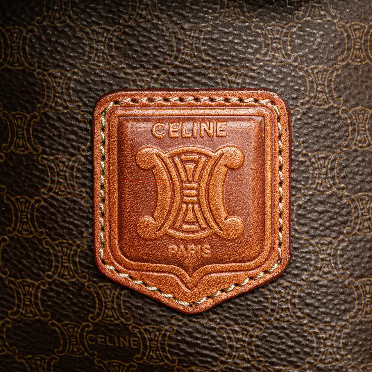 Celine Macadam Coated Canvas Satchel Bruin