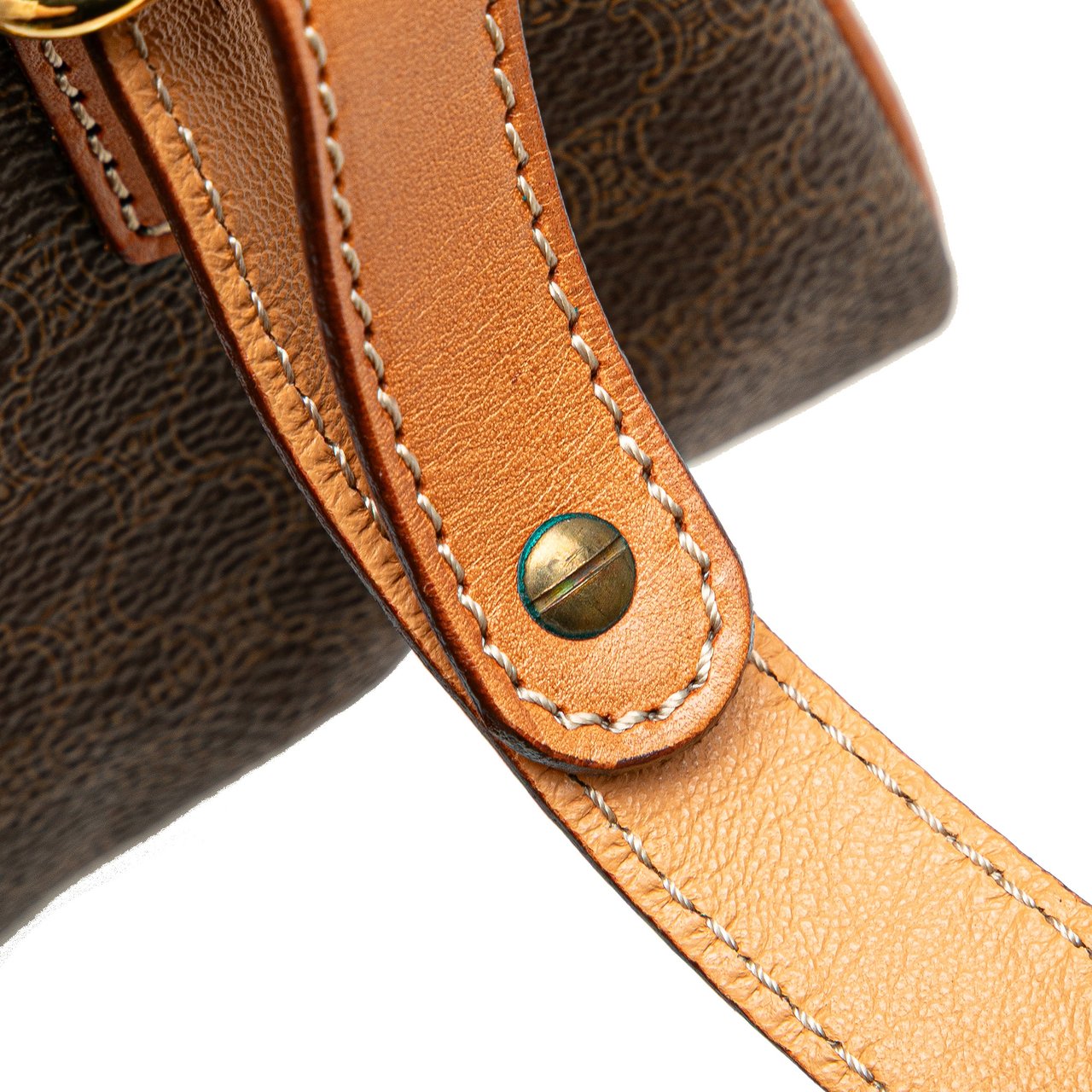 Celine Macadam Coated Canvas Satchel Bruin