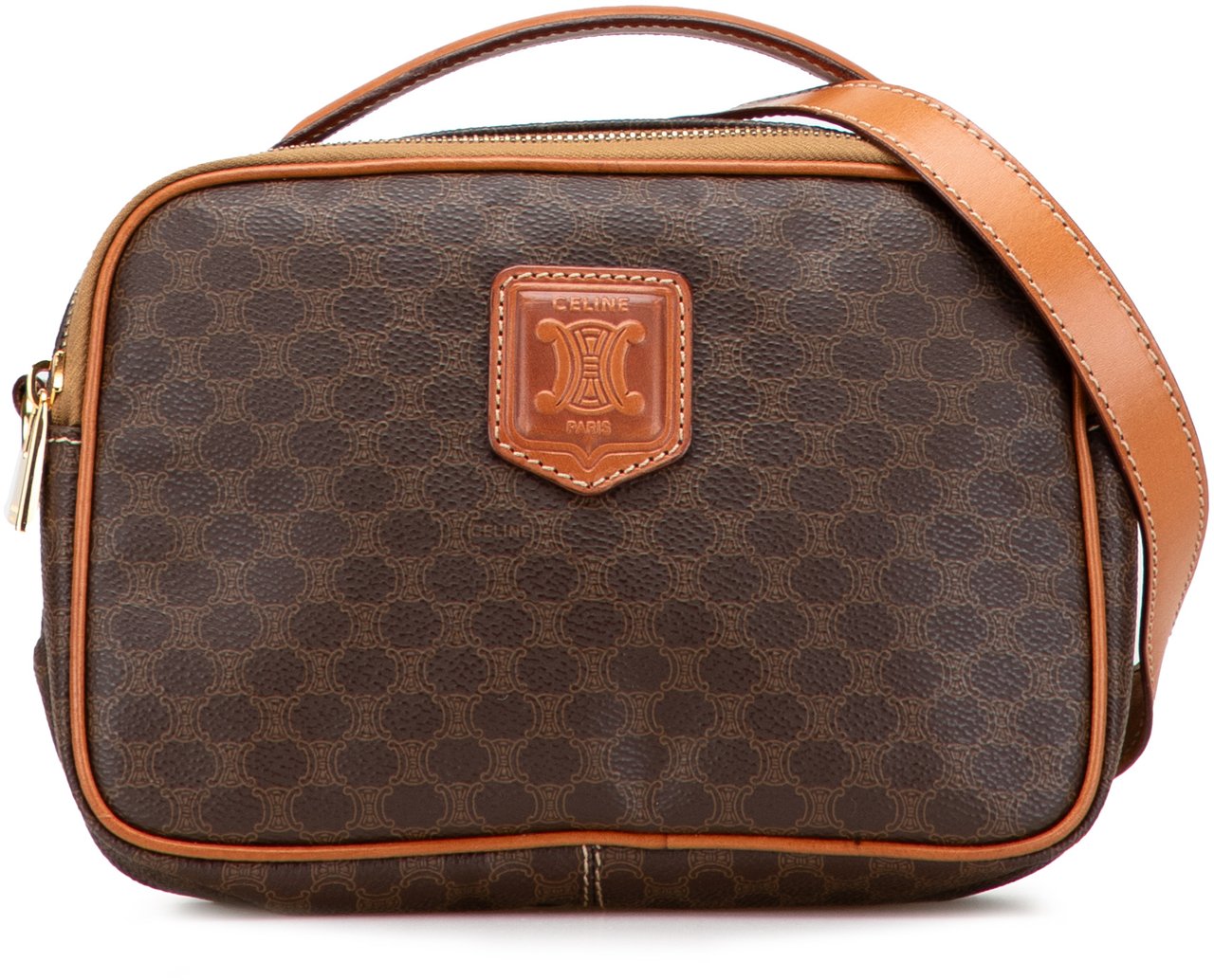 Celine Macadam Coated Canvas Satchel Bruin