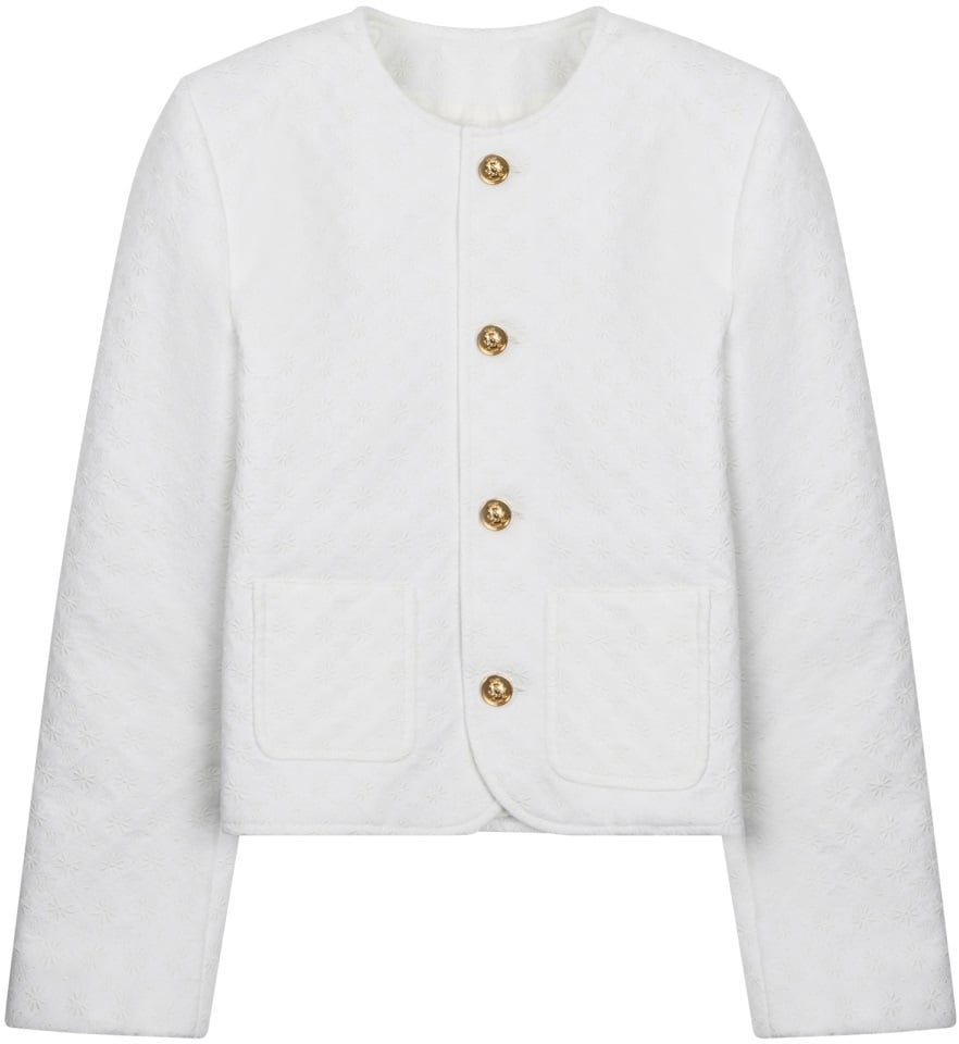 Celine Cropped Quilted Jacket With Gold-Tone Button Closure Wit
