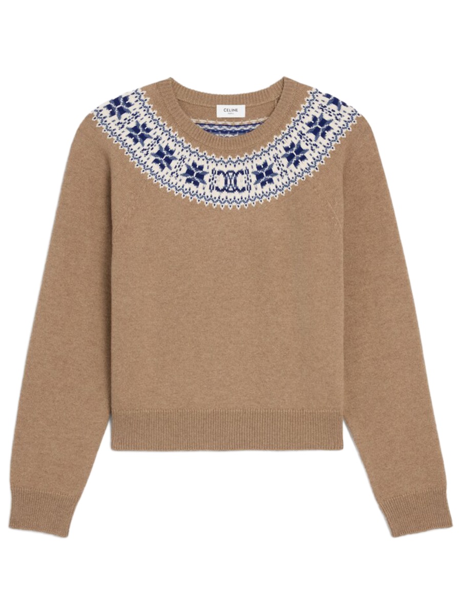 Celine Navy Fair Isle Cashmere Sweater Neutraal