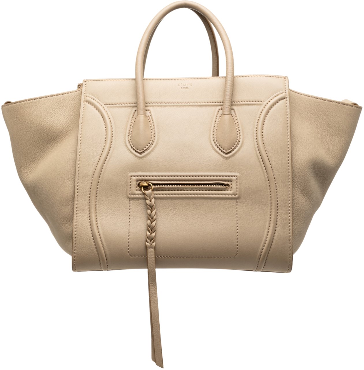 Celine Medium Leather Luggage Phantom Tote Bruin