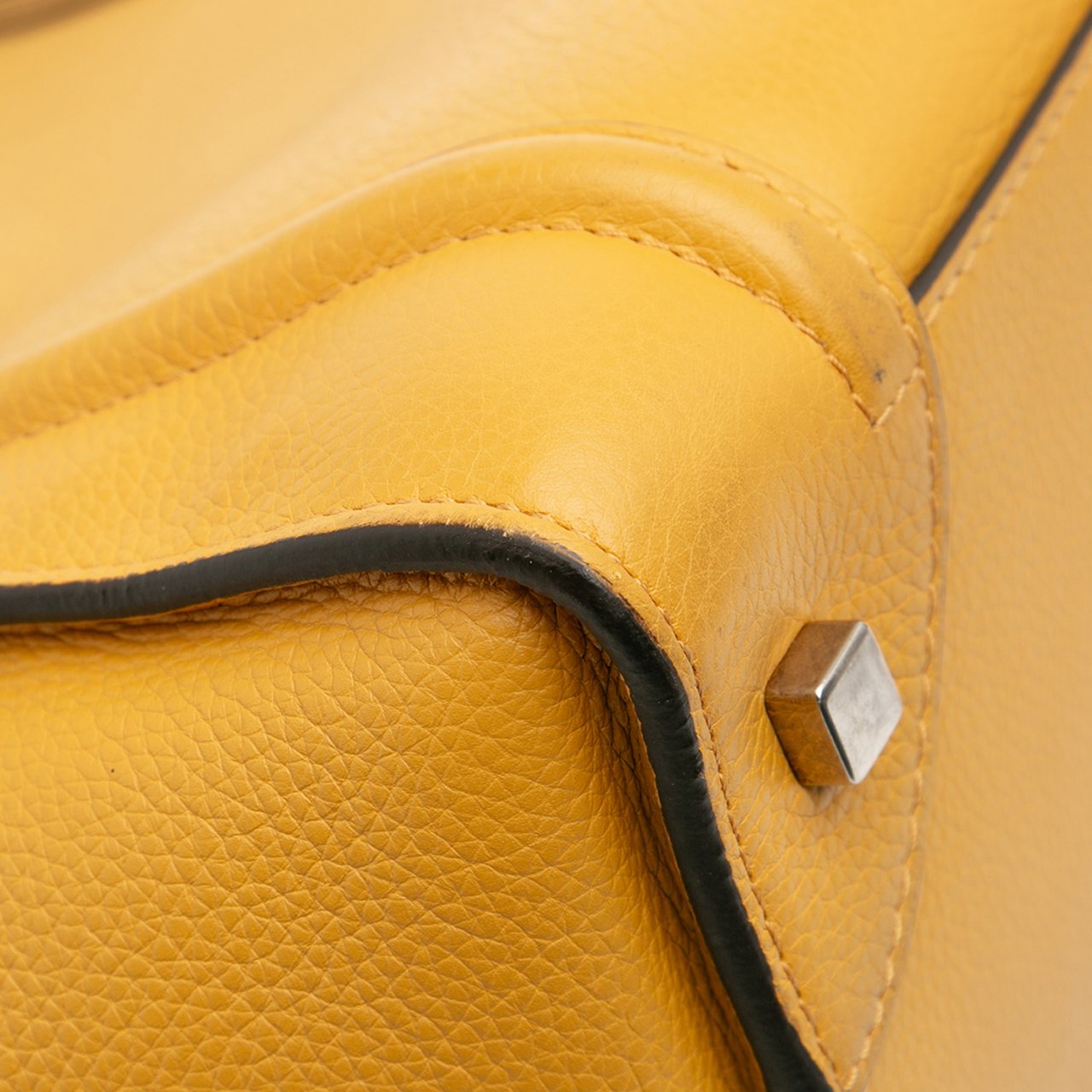 Celine Mini Drummed Calfskin Luggage Tote Geel