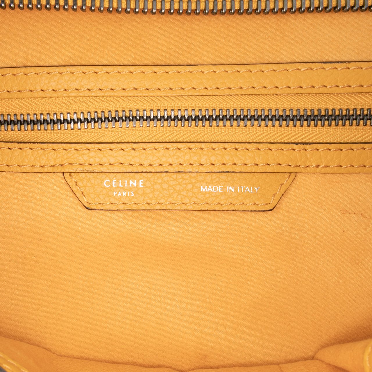 Celine Mini Drummed Calfskin Luggage Tote Geel