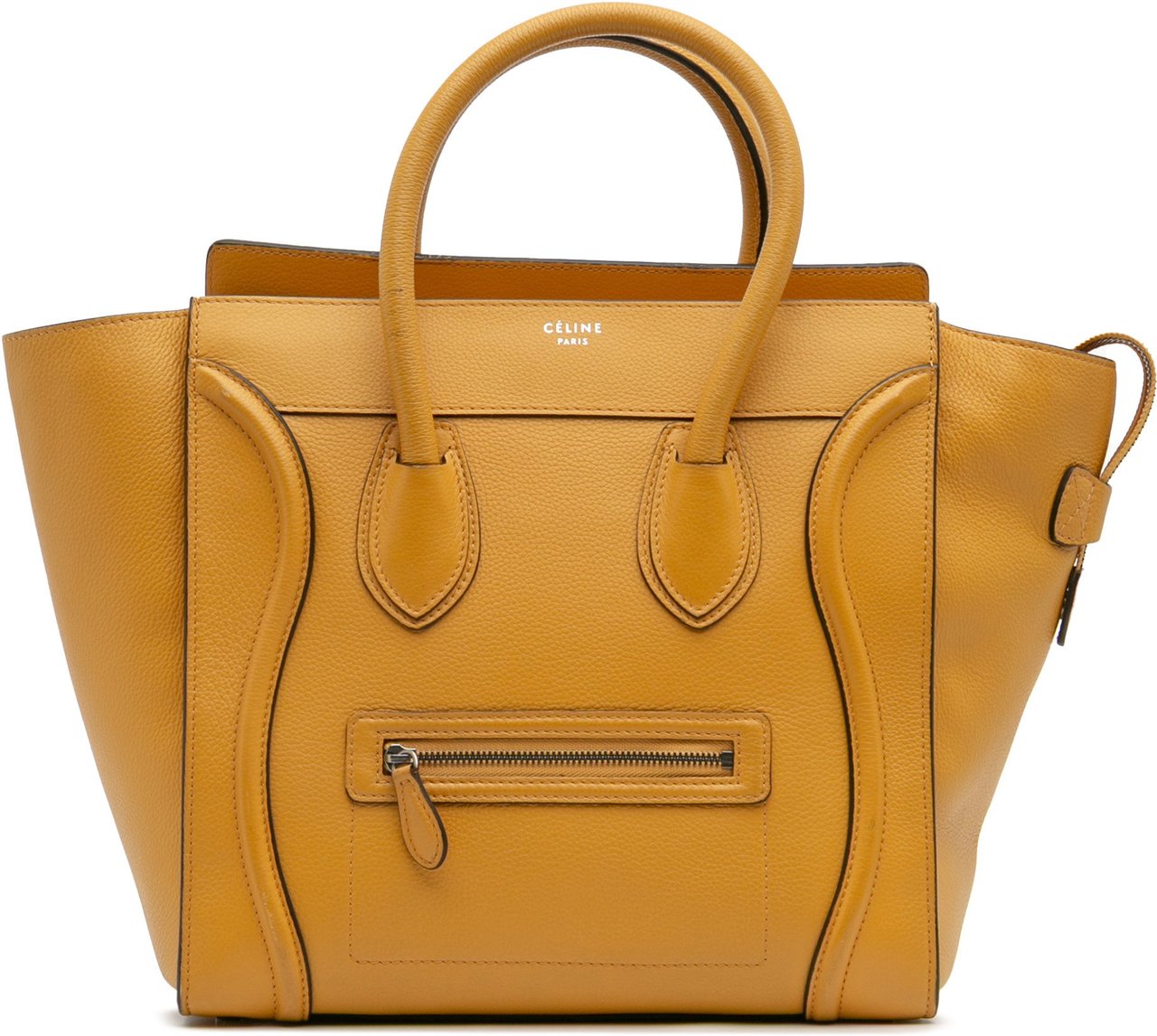 Celine Mini Drummed Calfskin Luggage Tote Geel