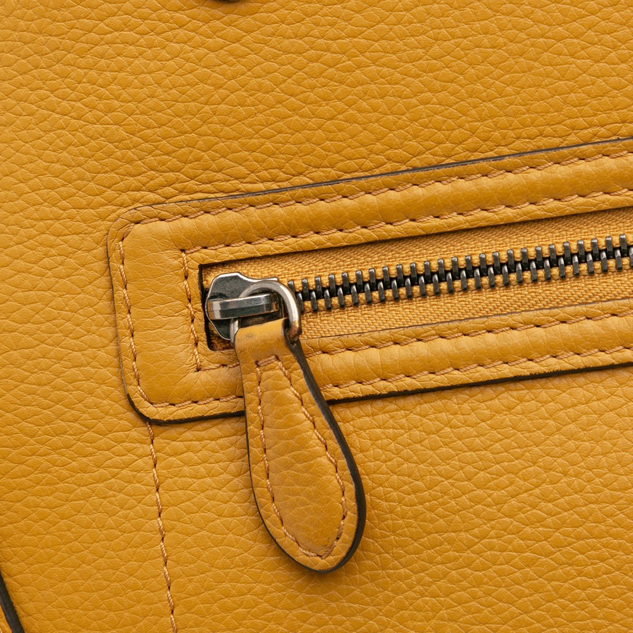 Celine Mini Drummed Calfskin Luggage Tote Geel