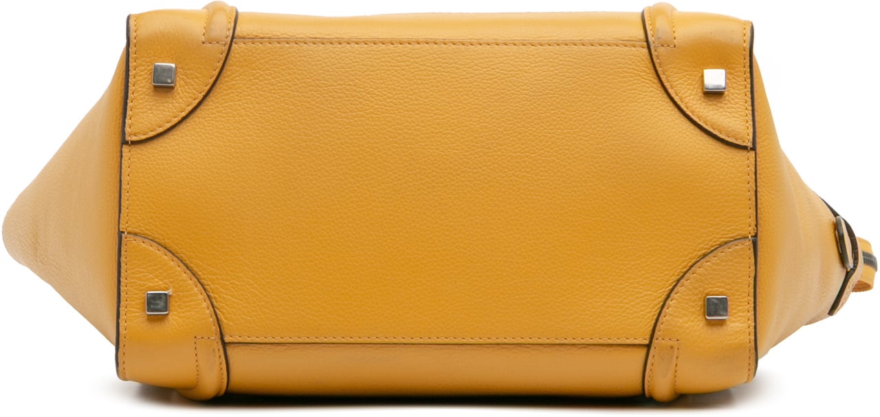 Celine Mini Drummed Calfskin Luggage Tote Geel
