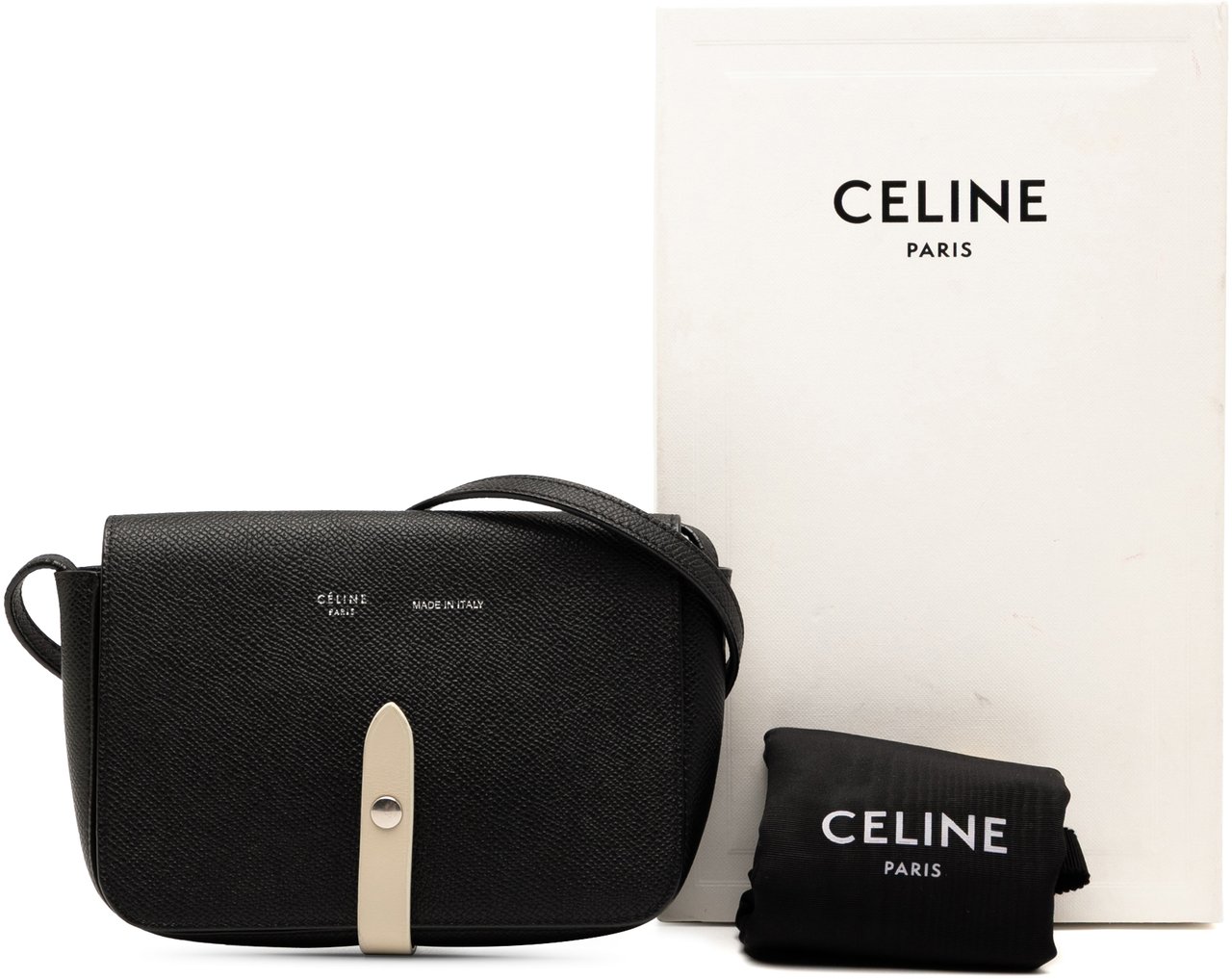 Celine Leather Strap Clutch Zwart