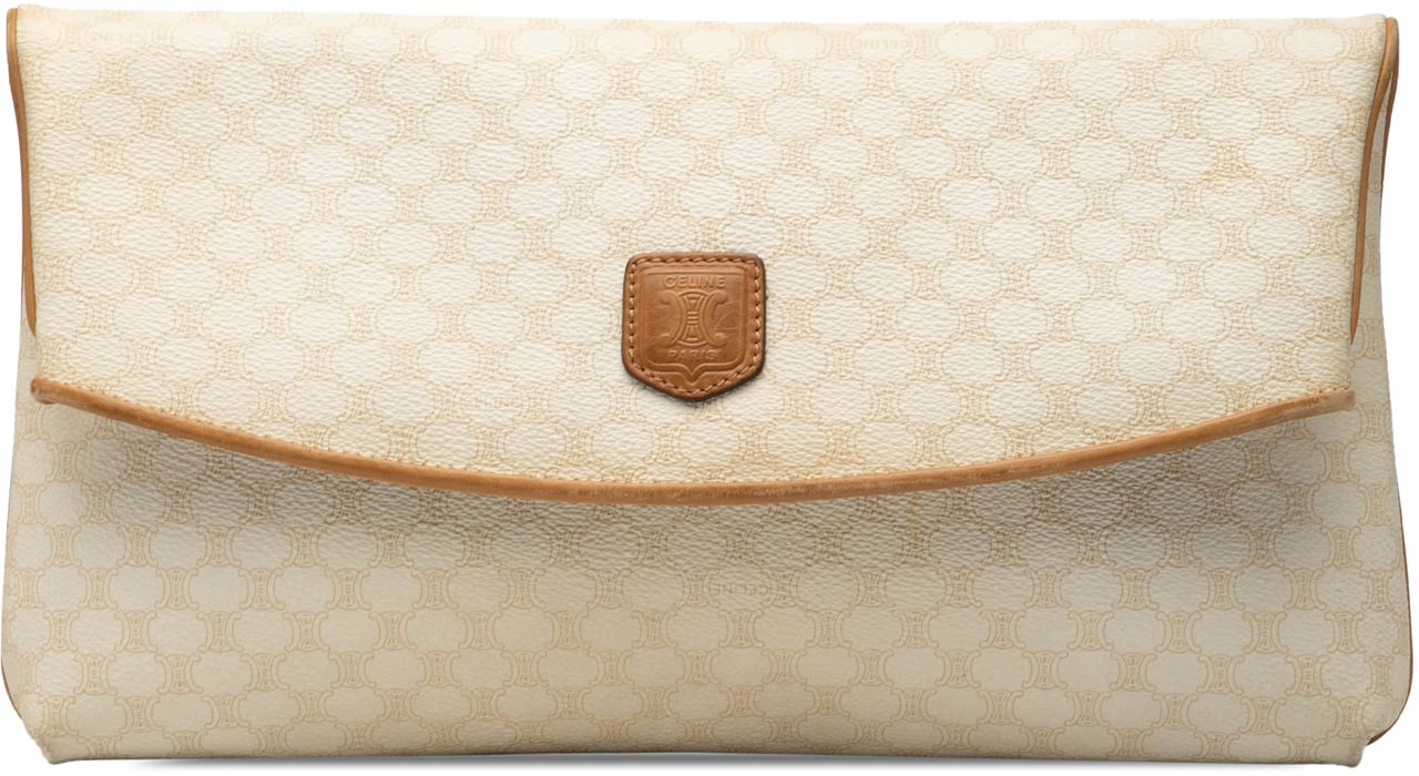 Celine Macadam Coated Canvas Clutch Bruin