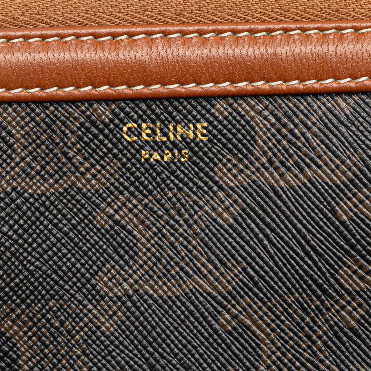 Celine Triomphe Coated Canvas Clutch On Chain Bruin
