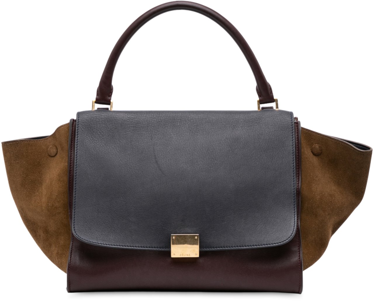 Celine Medium Tricolor Leather Trapeze Satchel Rood