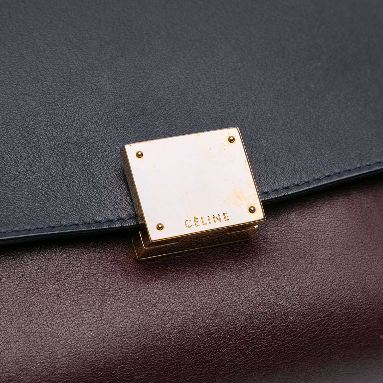 Celine Medium Tricolor Leather Trapeze Satchel Rood