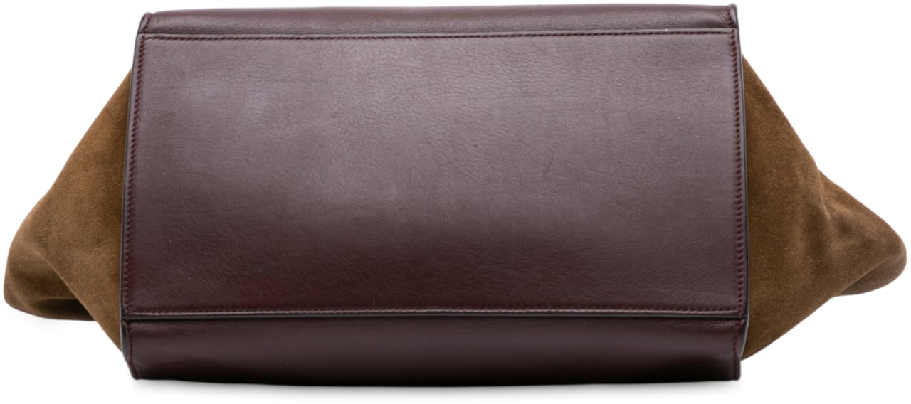 Celine Medium Tricolor Leather Trapeze Satchel Rood