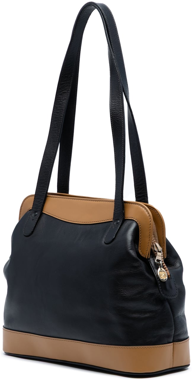 Celine Bicolor Leather Shoulder Bag Zwart