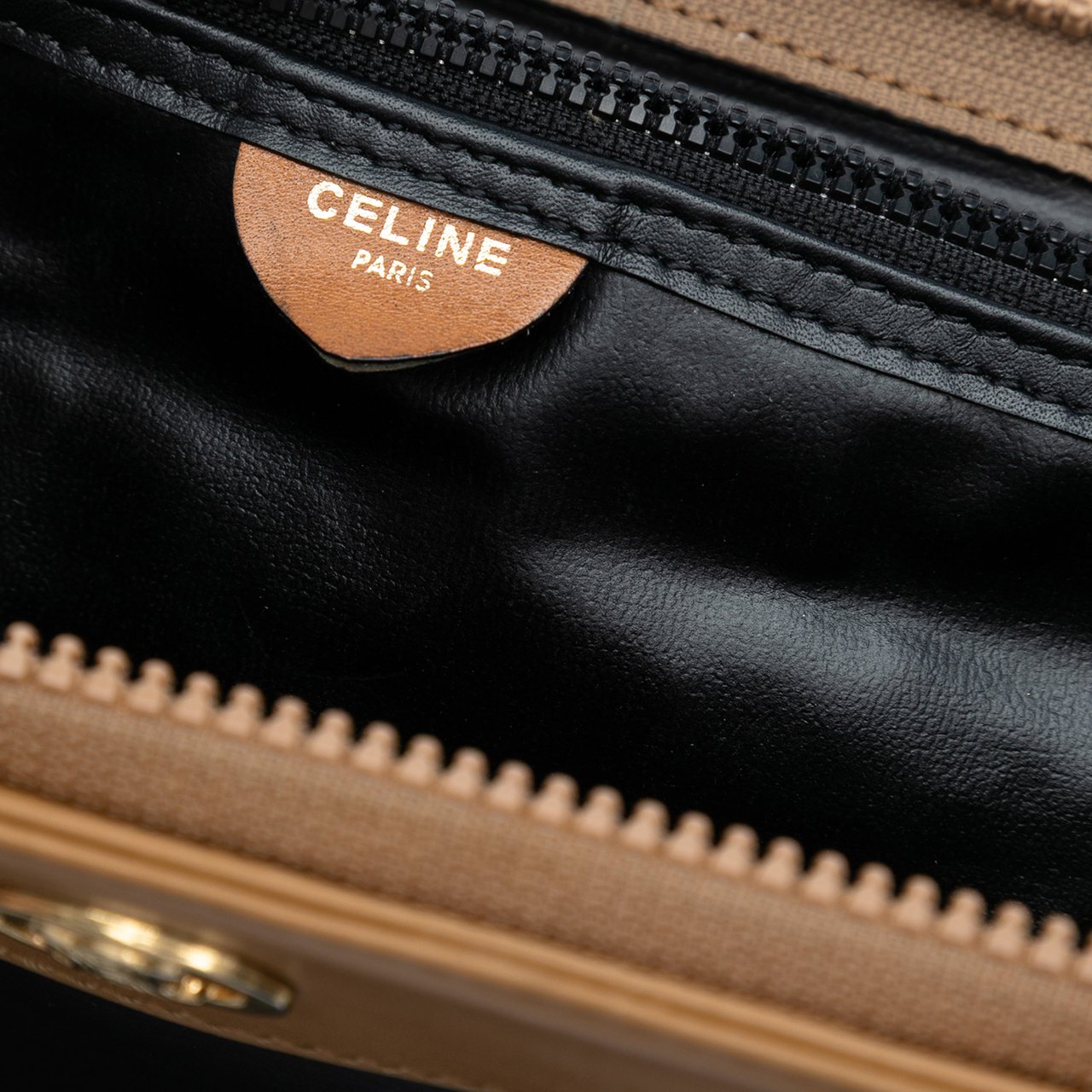 Celine Bicolor Leather Shoulder Bag Zwart