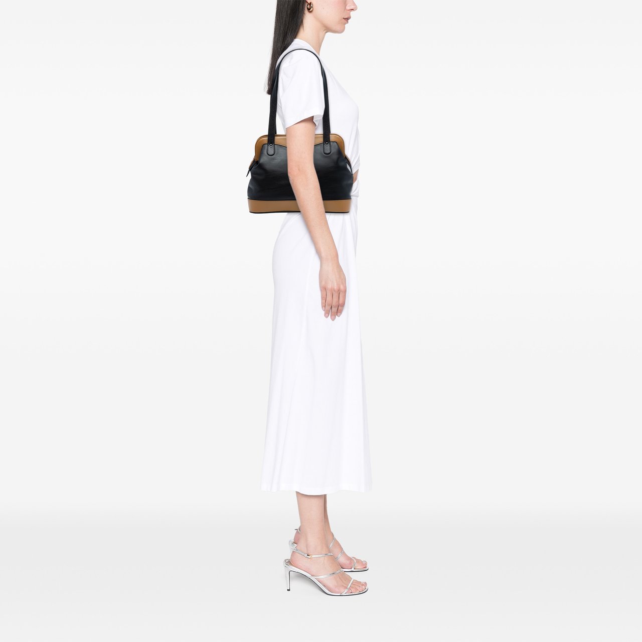 Celine Bicolor Leather Shoulder Bag Zwart