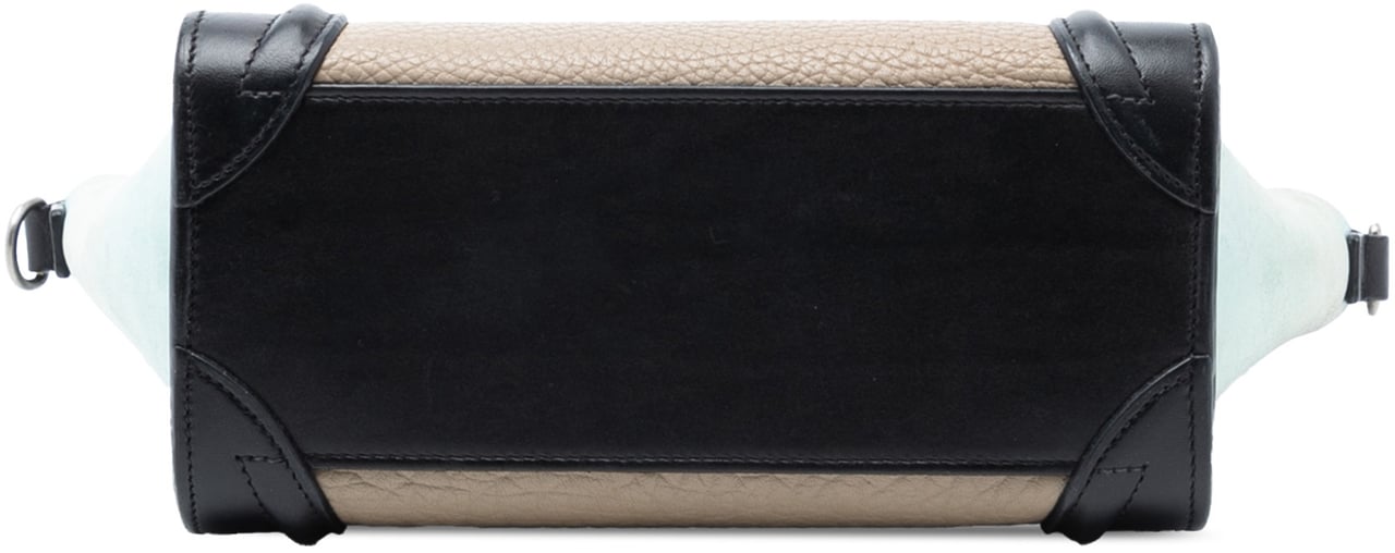 Celine Nano Tricolor Nubuck and Drummed Calfskin Luggage Tote Bruin