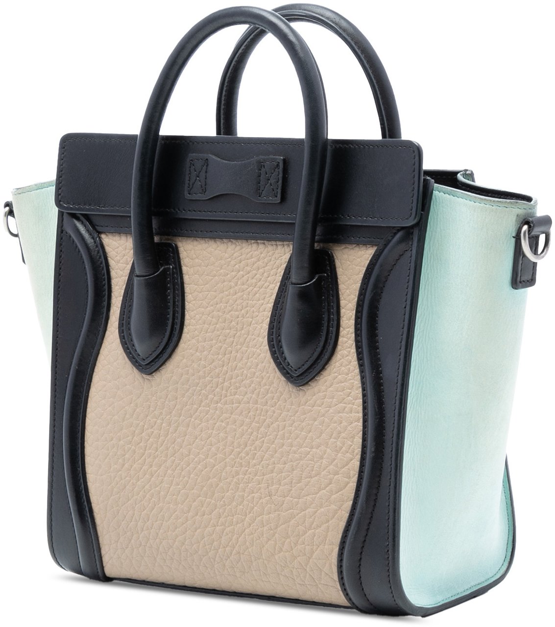 Celine Nano Tricolor Nubuck and Drummed Calfskin Luggage Tote Bruin