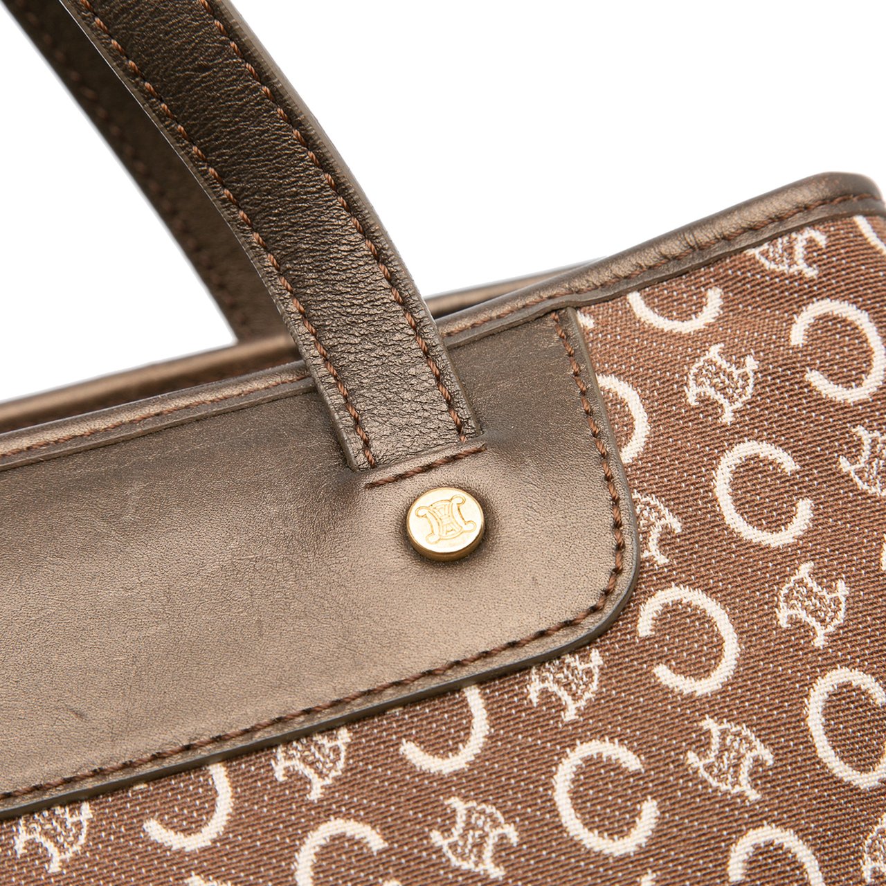 Celine C Macadam Canvas Tote Bruin