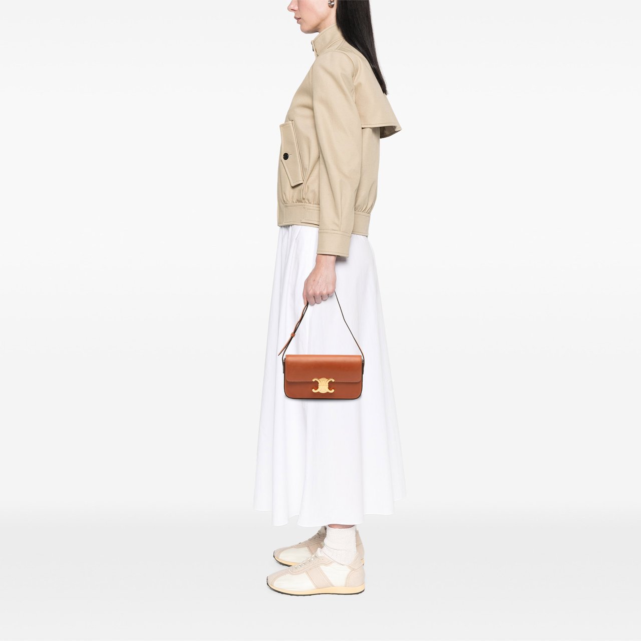 Celine Shiny Calfskin Claude Shoulder Bag Bruin