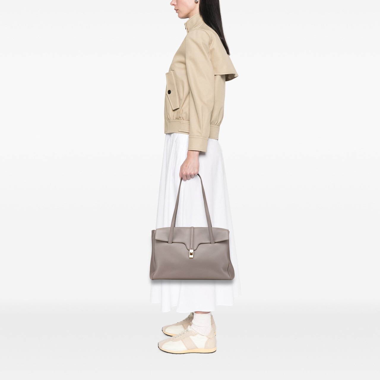 Celine Medium Leather Soft 16 Shoulder Bag Grijs