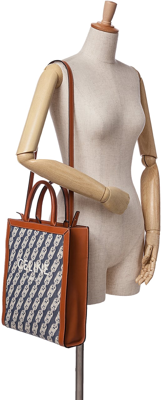 Celine Small Triomphe Canvas Maillon Vertical Cabas Satchel Blauw