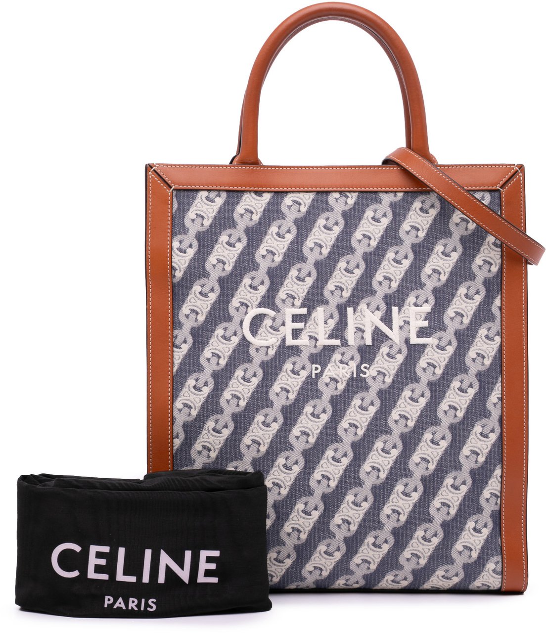 Celine Small Triomphe Canvas Maillon Vertical Cabas Satchel Blauw