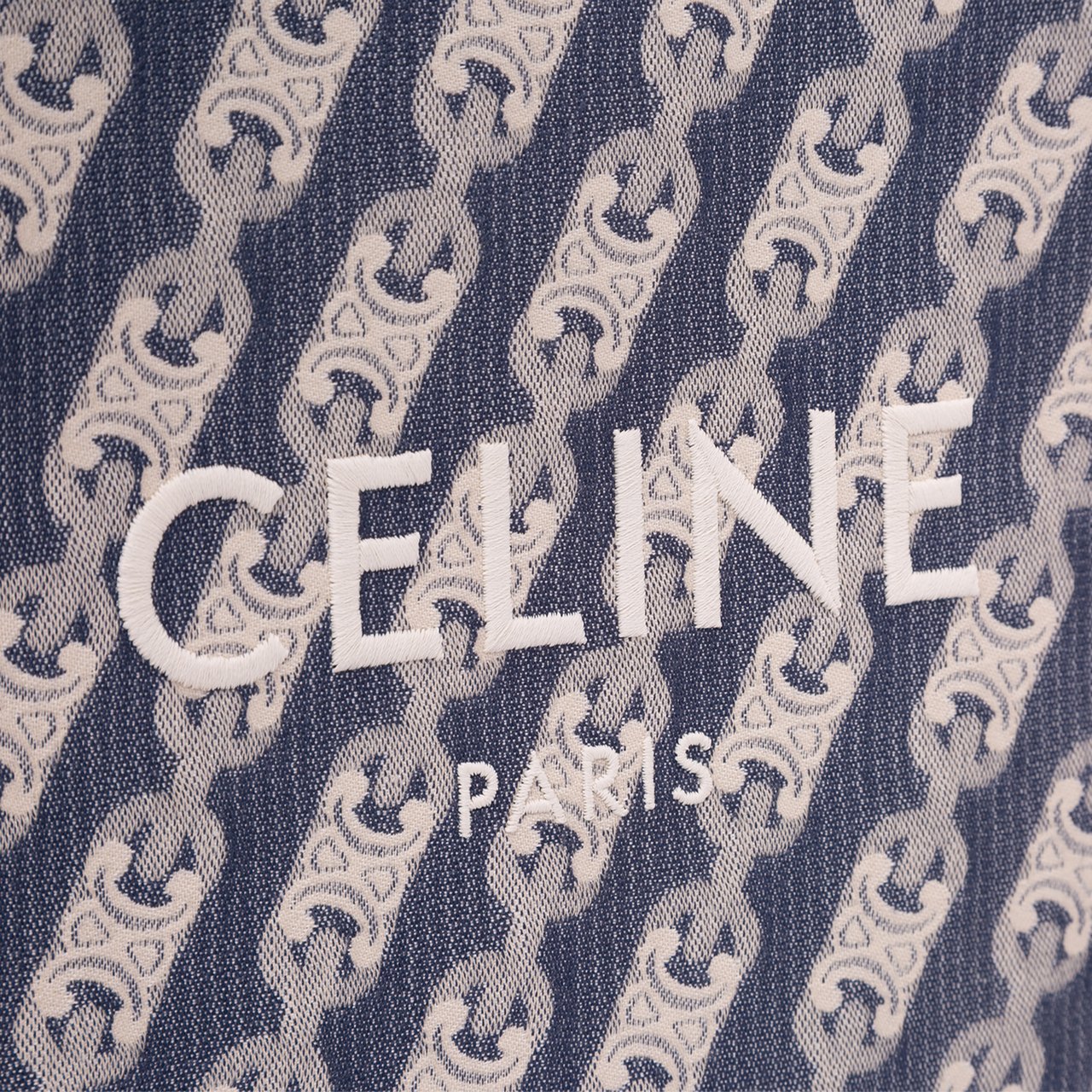 Celine Small Triomphe Canvas Maillon Vertical Cabas Satchel Blauw