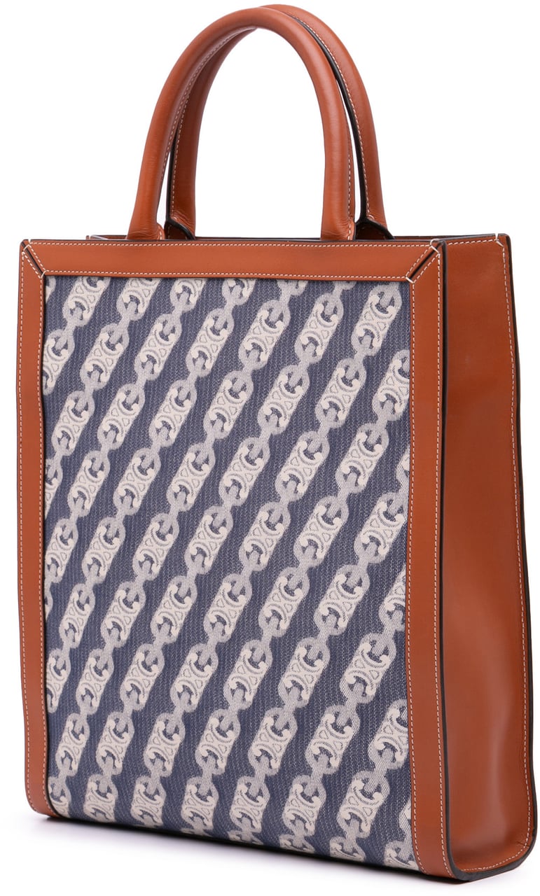 Celine Small Triomphe Canvas Maillon Vertical Cabas Satchel Blauw