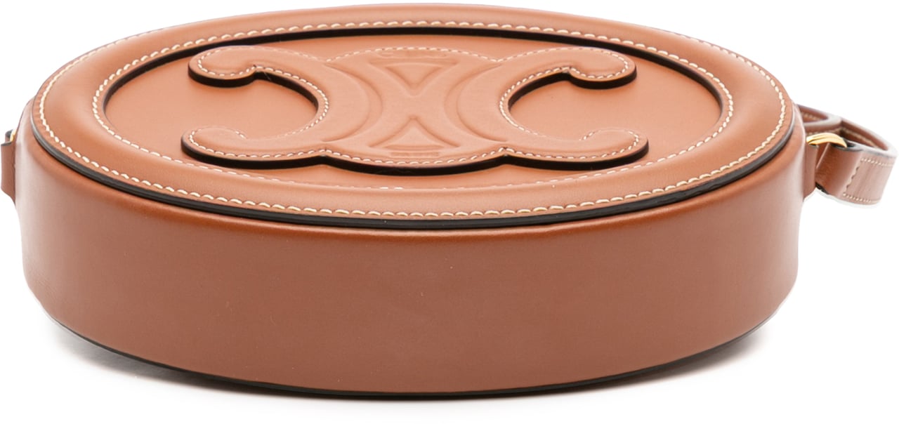 Celine Small Calfskin Cuir Triomphe Oval Crossbody Bruin