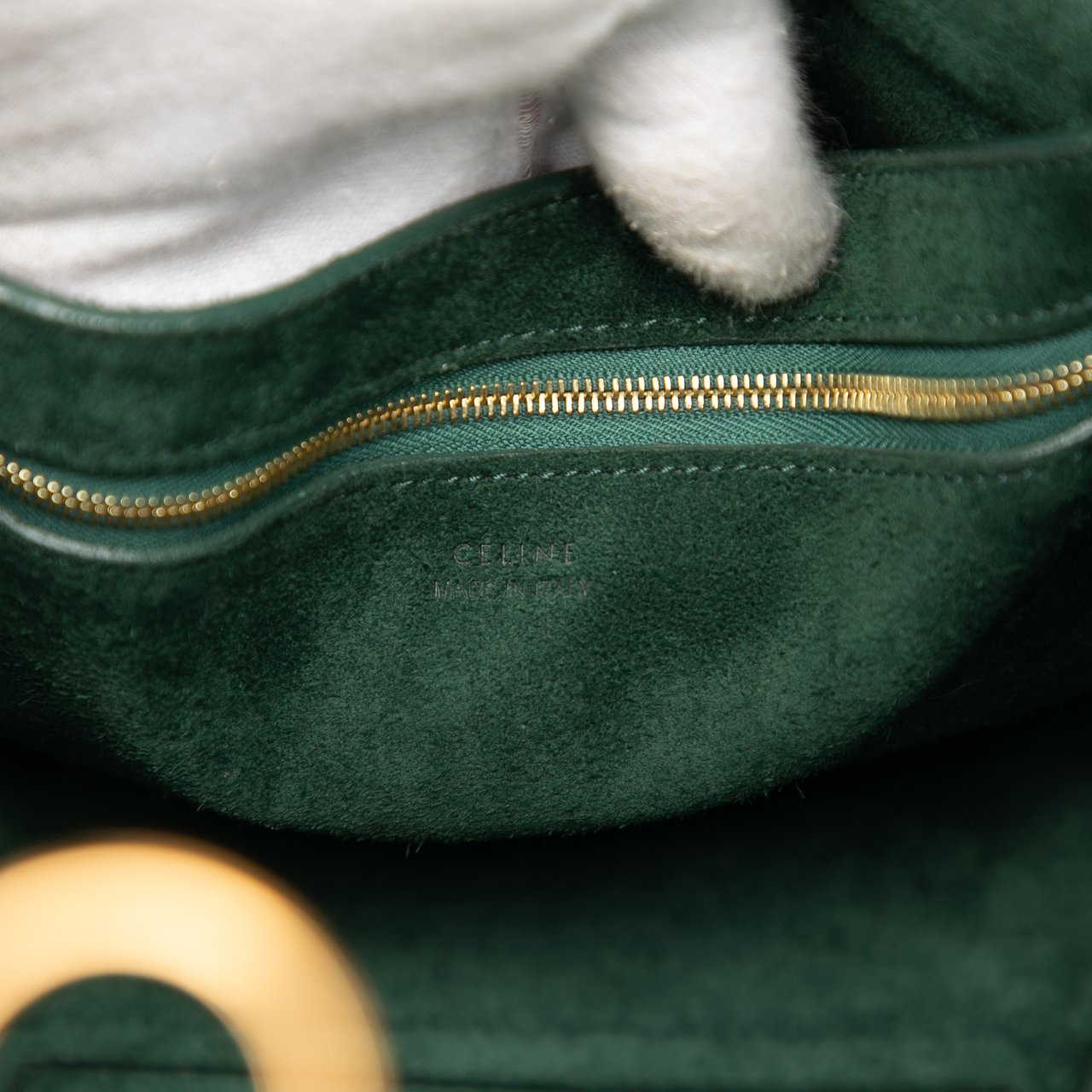 Celine Medium Leather Seau Sangle Bucket Groen