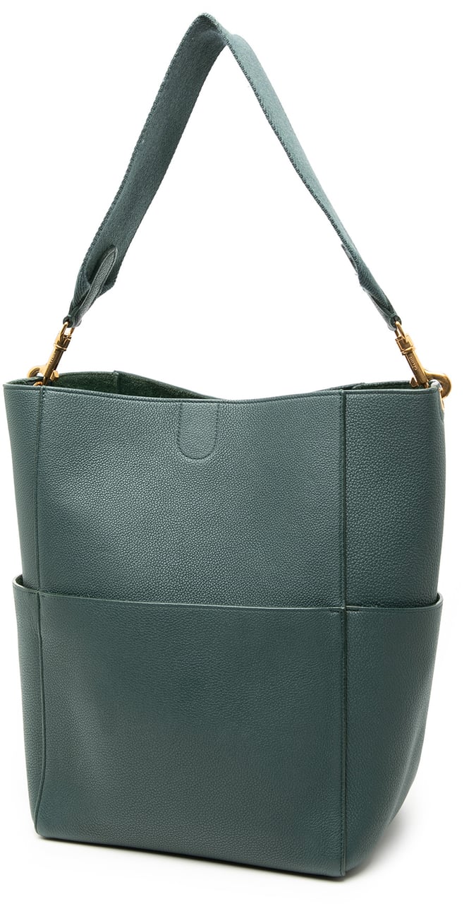 Celine Medium Leather Seau Sangle Bucket Groen