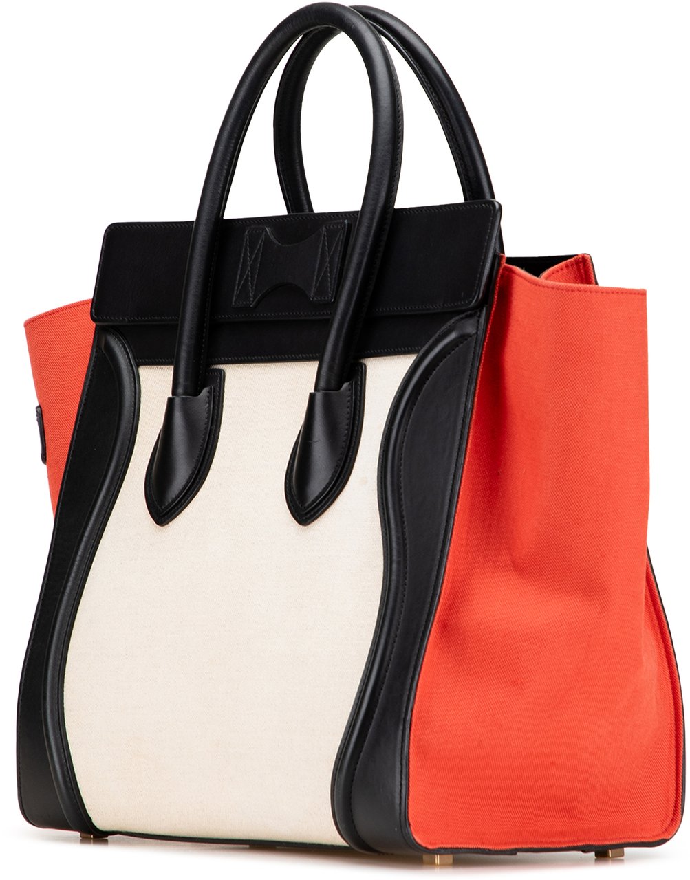 Celine Mini Canvas Tricolor Luggage Tote Bruin