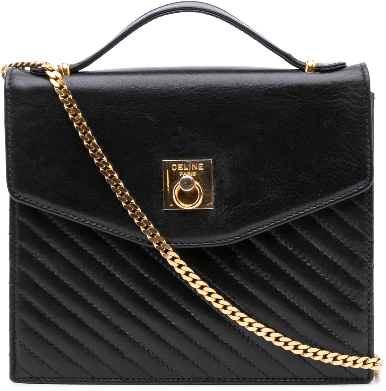 Celine Leather Satchel Zwart