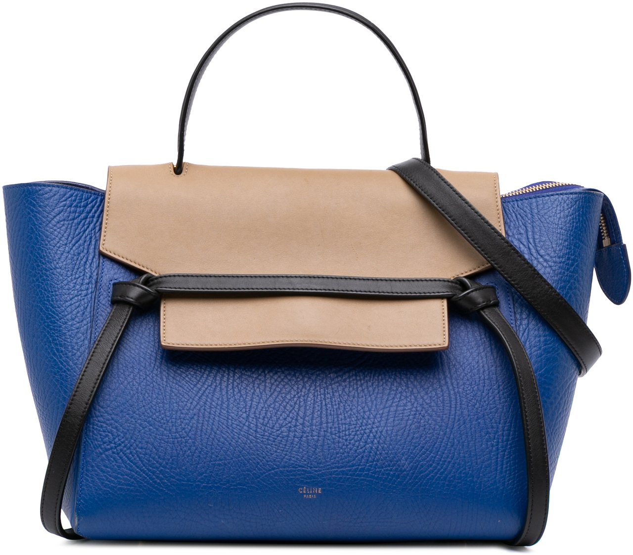 Celine Mini Tricolor Grained Calfskin Belt Bag Blauw
