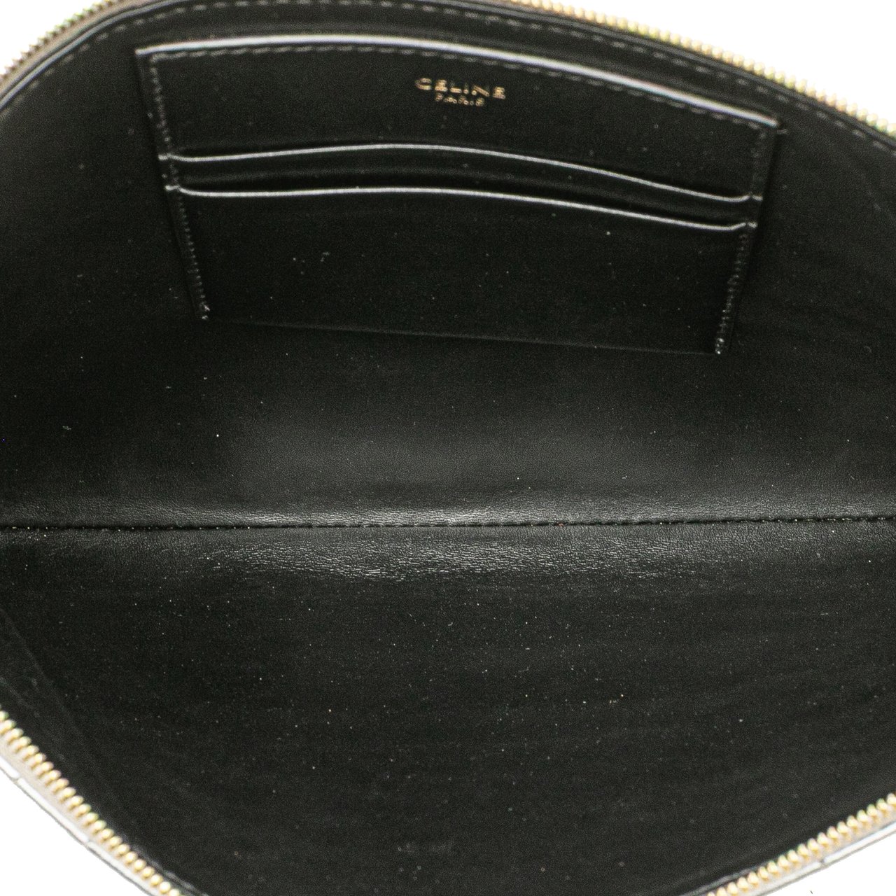 Celine Quilted Metallic Calfskin C Charm Pouch Zilver