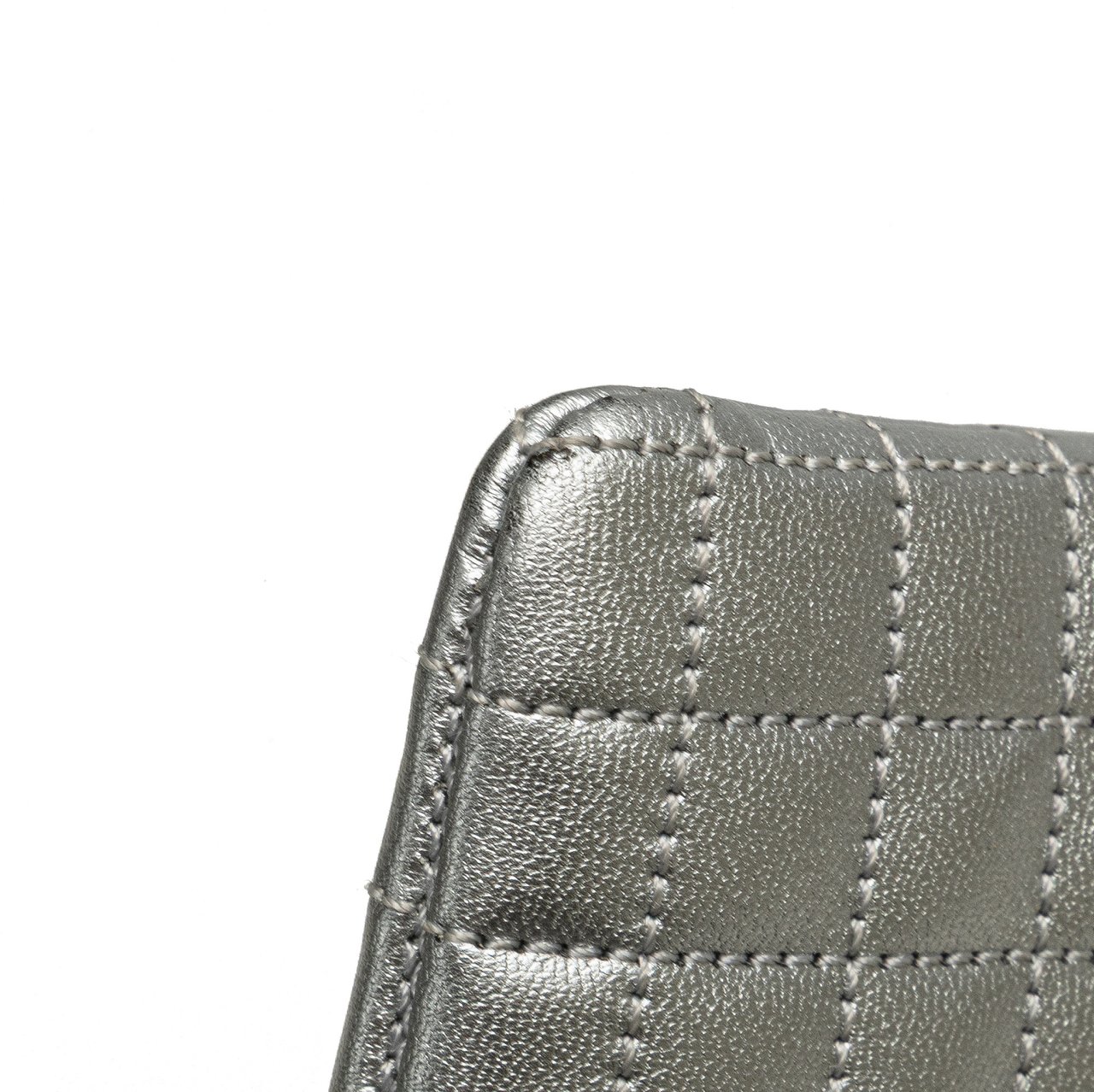 Celine Quilted Metallic Calfskin C Charm Pouch Zilver