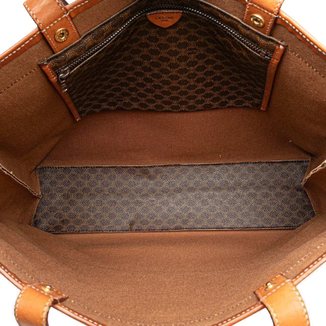 Celine Macadam Coated Canvas Tote Bruin