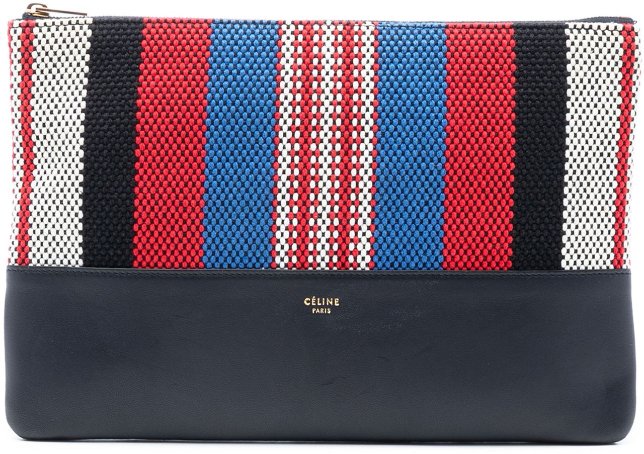 Celine Canvas Striped Solo Pouch Zwart