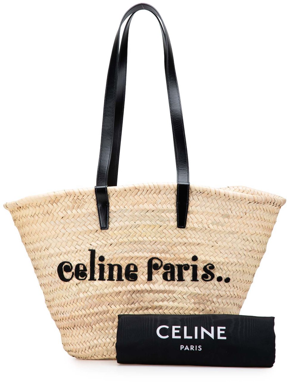 Celine Raffia Classic Panier Tote Bruin