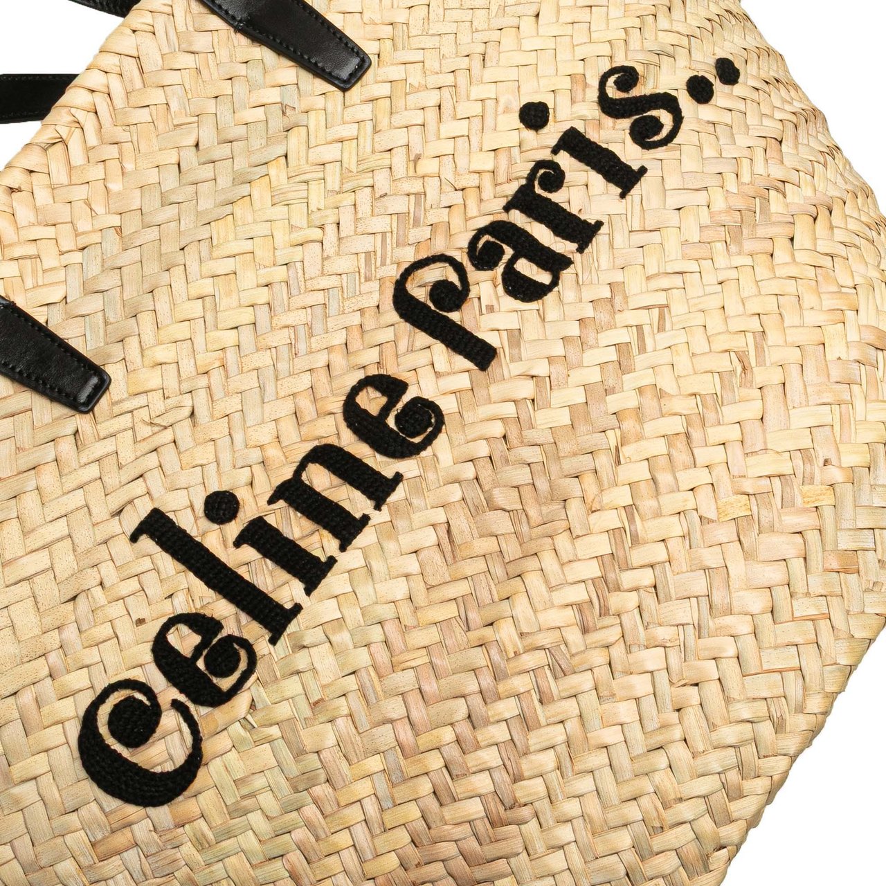 Celine Raffia Classic Panier Tote Bruin