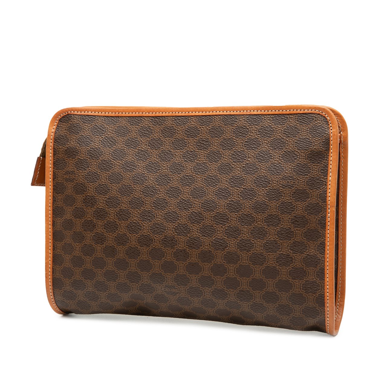 Celine Macadam Coated Canvas Clutch Bruin