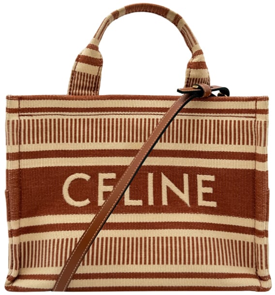 Celine Cabas Thais Stripes Logo Small - Sienna Divers