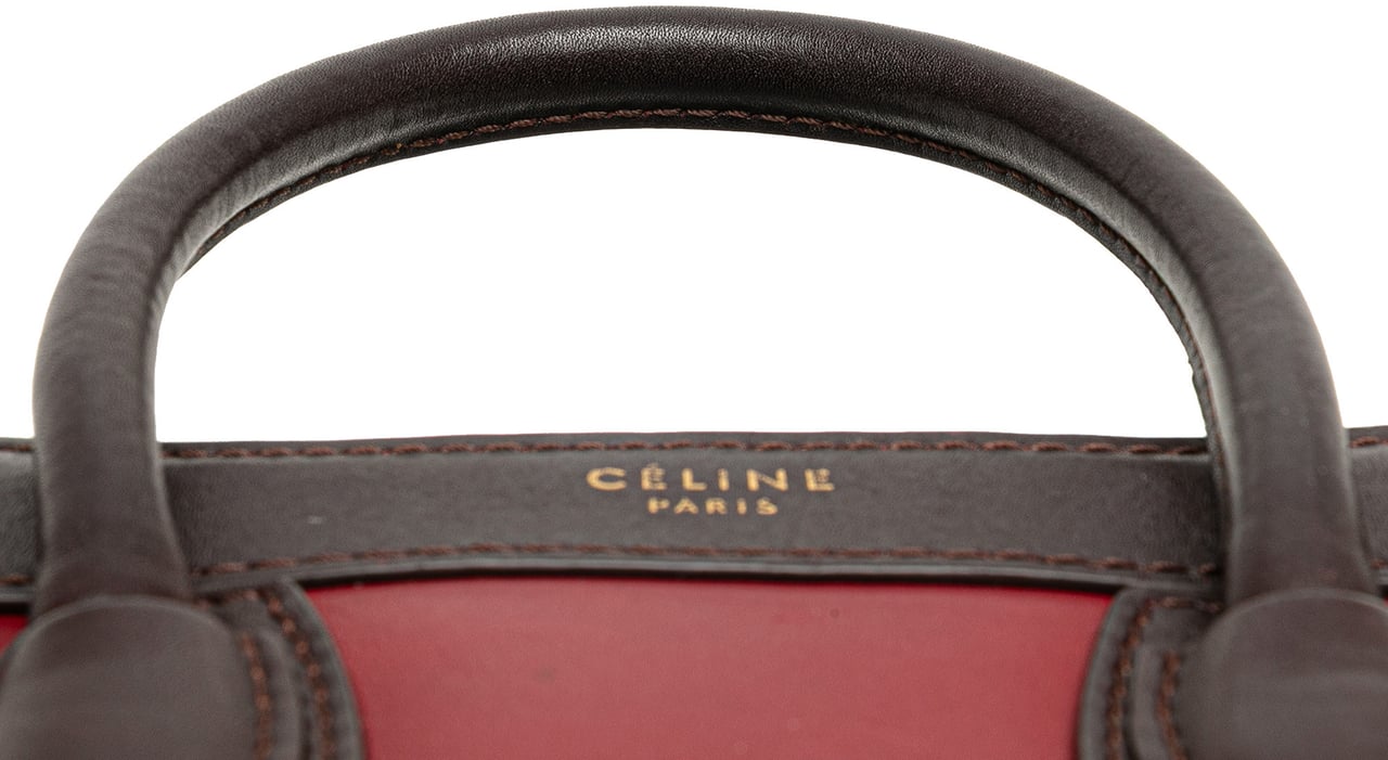 Celine Nano Tricolor Leather Luggage Tote Rood