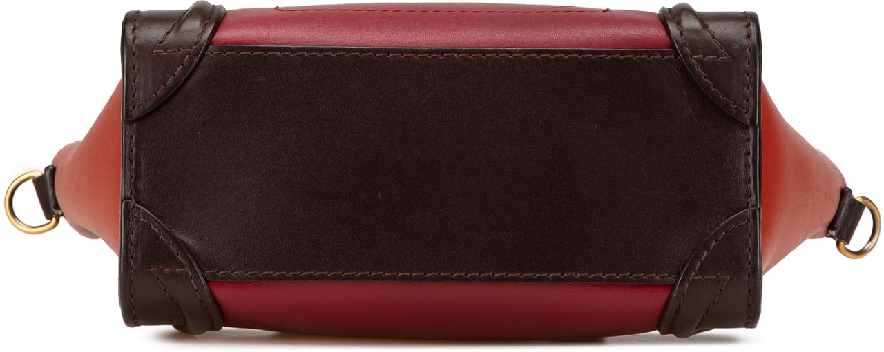 Celine Nano Tricolor Leather Luggage Tote Rood