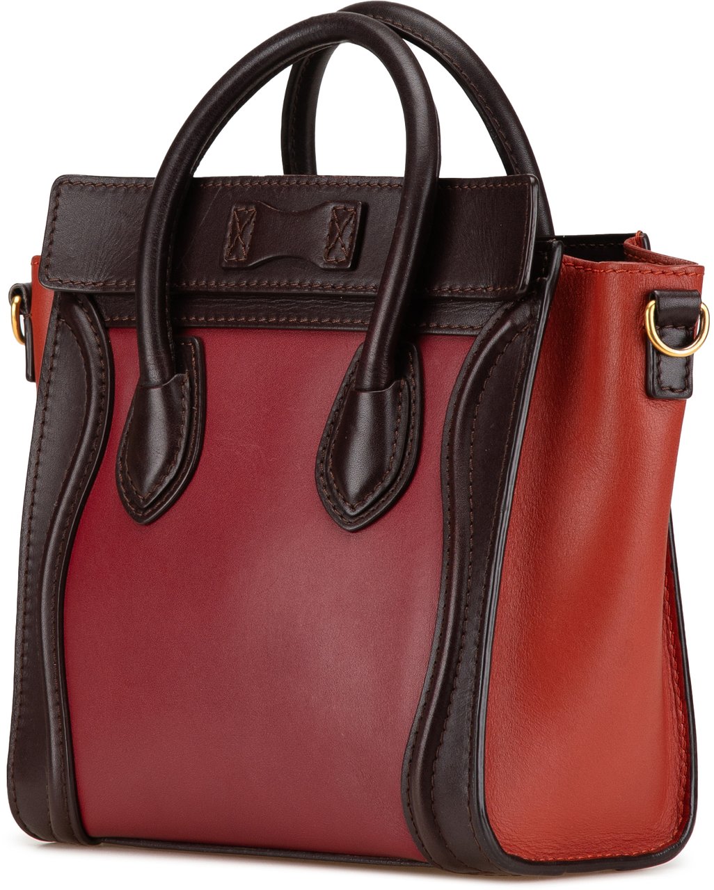 Celine Nano Tricolor Leather Luggage Tote Rood